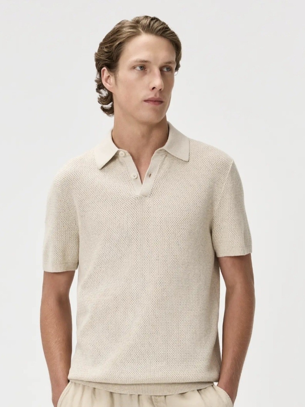 NWT Quince Mens 100% Organic Cotton Mesh-Stitch Sweater Polo M
